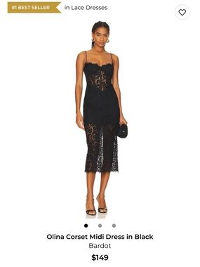 Bardot Black Lace Corset Midi Dress